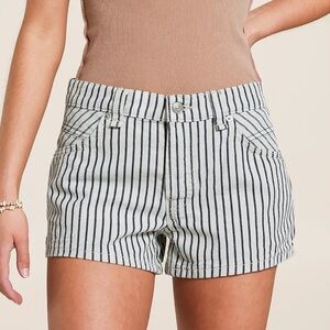 Free People Striped Railroad Jean Shorts